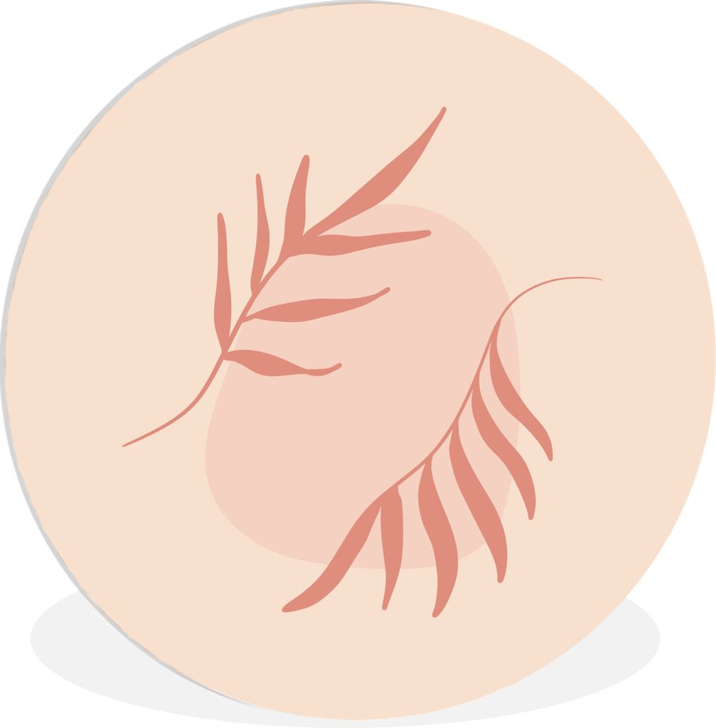 MuchoWow Rundes Wandbild - Runde Bilder Zwei abstrakte rosa Zweige Illustration Ø 90 cm Kreis Wanddekoration Kunststoff - Wandkreis - Wandschmuc...