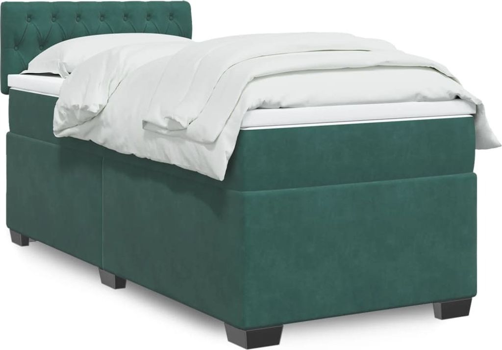 Maison Exclusive - Boxspringbett mit Matratze Dunkelgrün 100x200 cm Samt