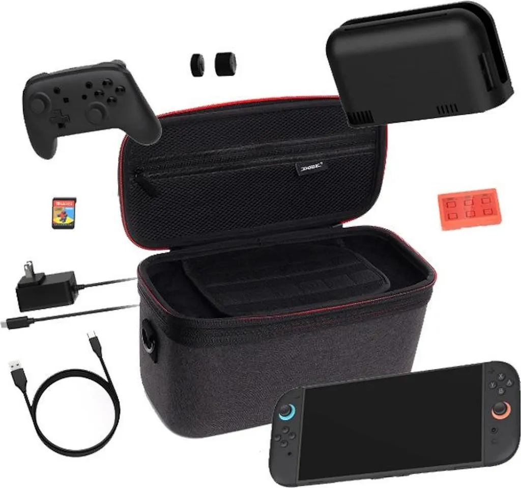 Housse rigide Nintendo Switch 2 antichoc pour station et chargeur, Noir - 2