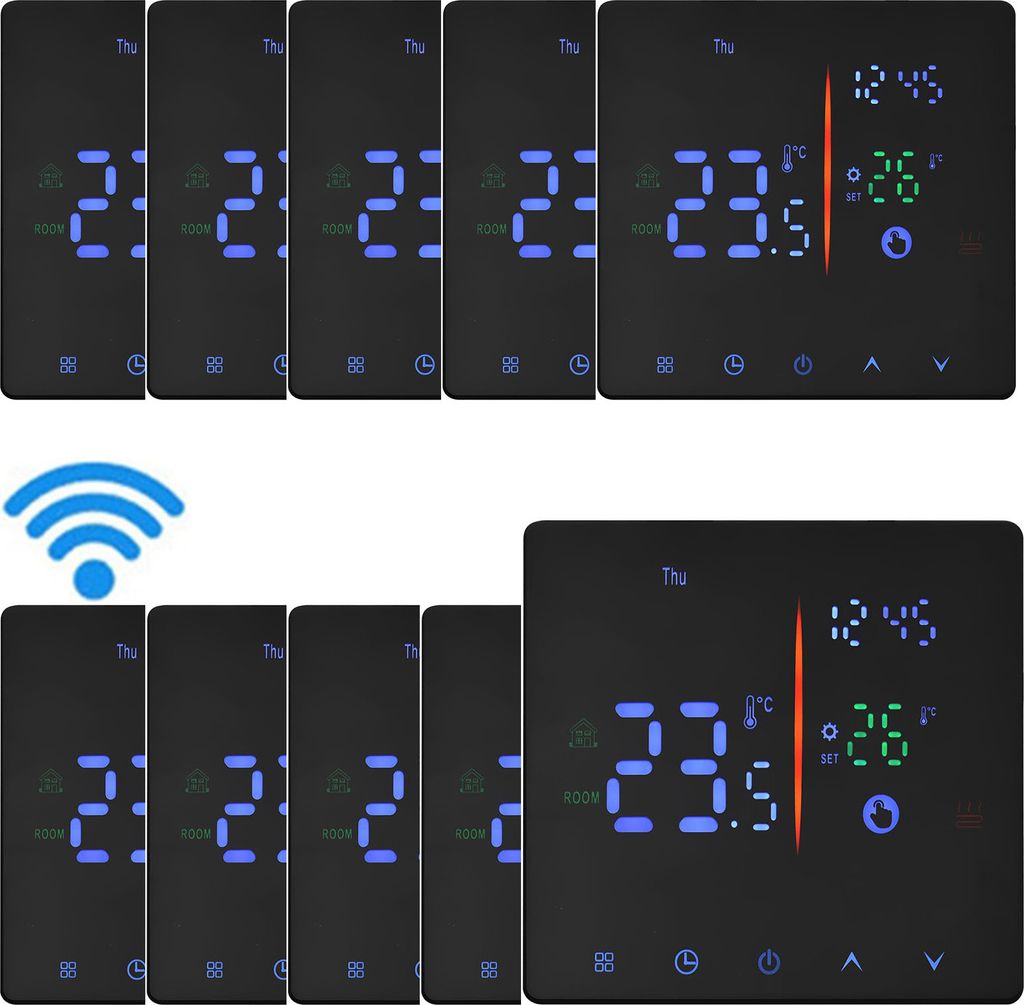 10x Digital WiFi Thermostat Raumthermostat fuer 3A Warmwasserbereitung Fussbodenheizung, 2 Modus, NTC-Induktion, LCD programmierbares Raumthermostat