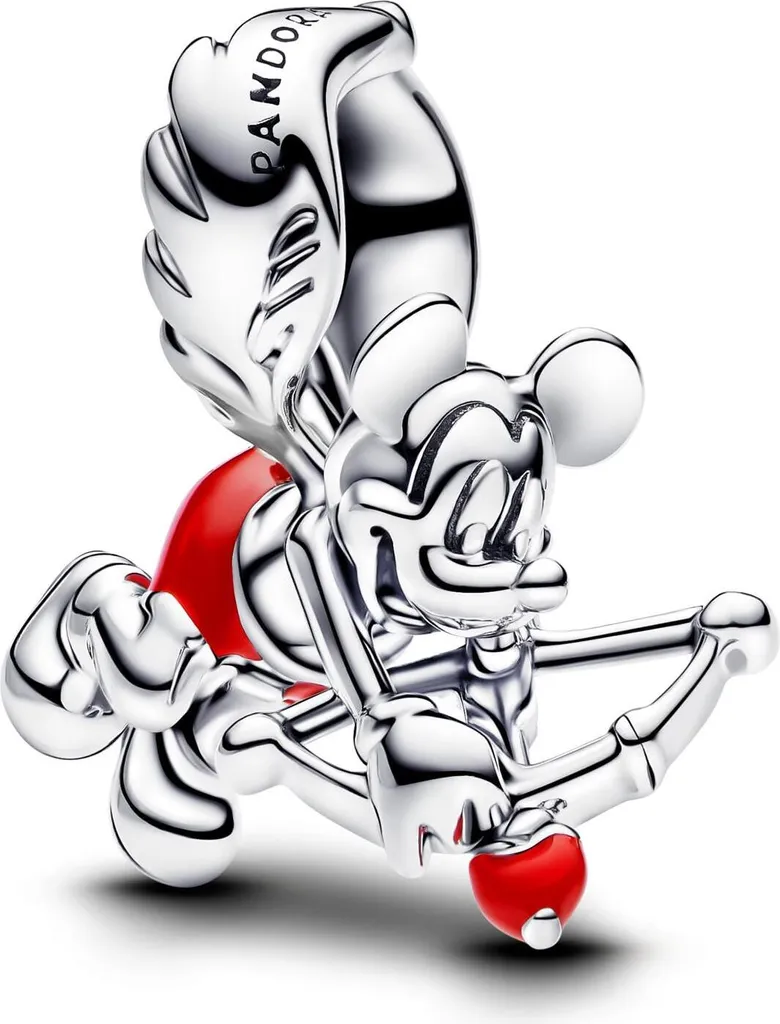 PANDORA Disney Mickey Mouse Cupid Slide Charm, argento sterling