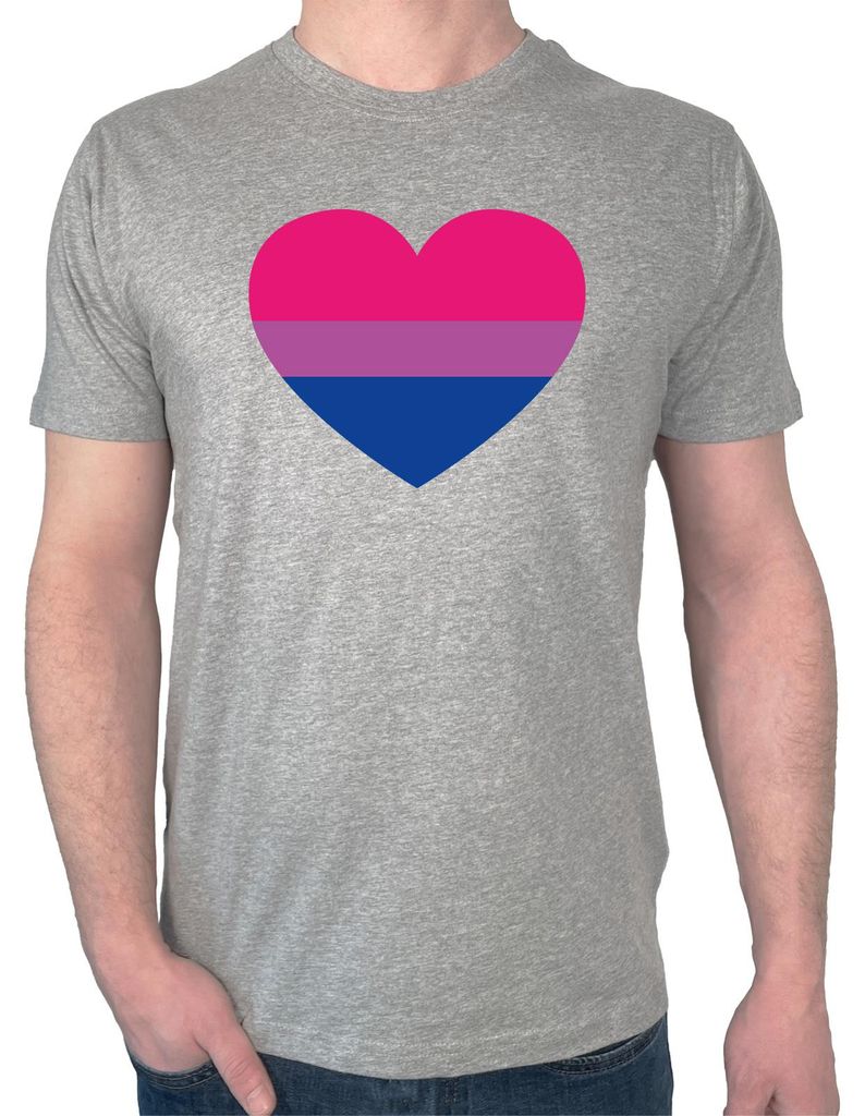 Huuraa Herren T-Shirt Bi*uell Pride Flagge LGBTQ Herz 3XL Sport Grey Bio Baumwolle Fairtrade Herrenshirt Geschenkidee