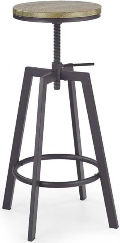 Tabouret de bar H-64 - Assise design en métal noir pour îlot de cuisine