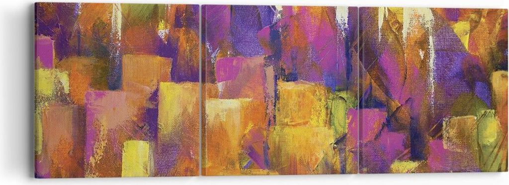 Bild auf Leinwand - Leinwandbild - 3 Teile - Abstraktion Stadt Wolkenkratzer - 90x30cm - Wand Bild - Wanddeko - Wandbilder - Leinwanddruck - Bilder...