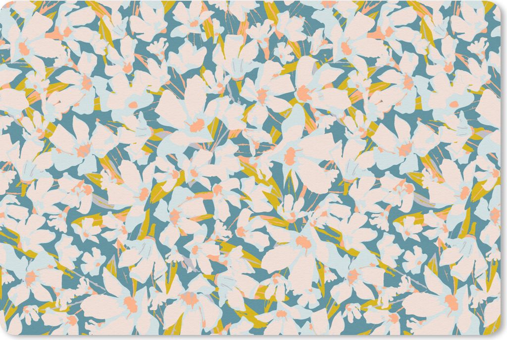MuchoWow Schreibtischunterlage Flora - Blumen - Frühling 60x40 cm - XXL Mauspad - Großes Mauspad
