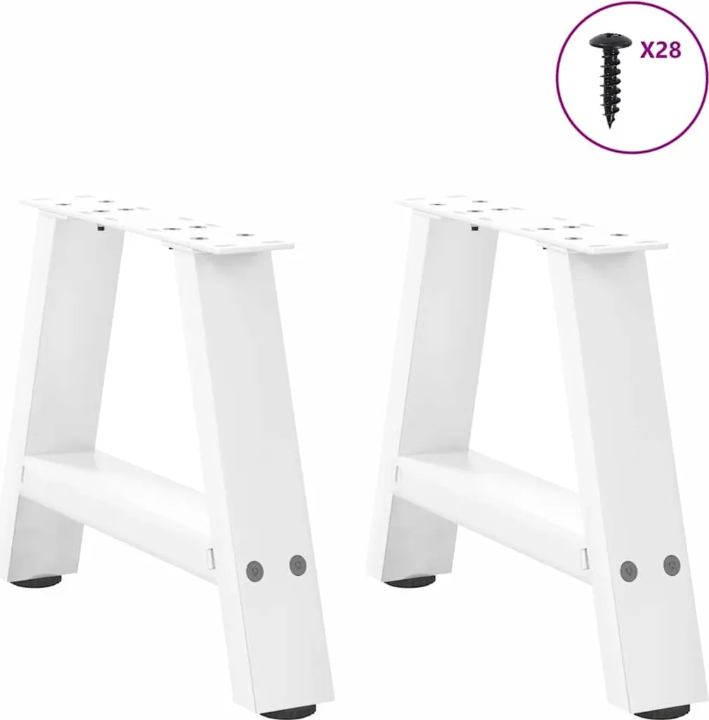 Offerta 2 Gambe Tavolino SYFAX™ Bianche 50x30 cm in Acciaio - 2