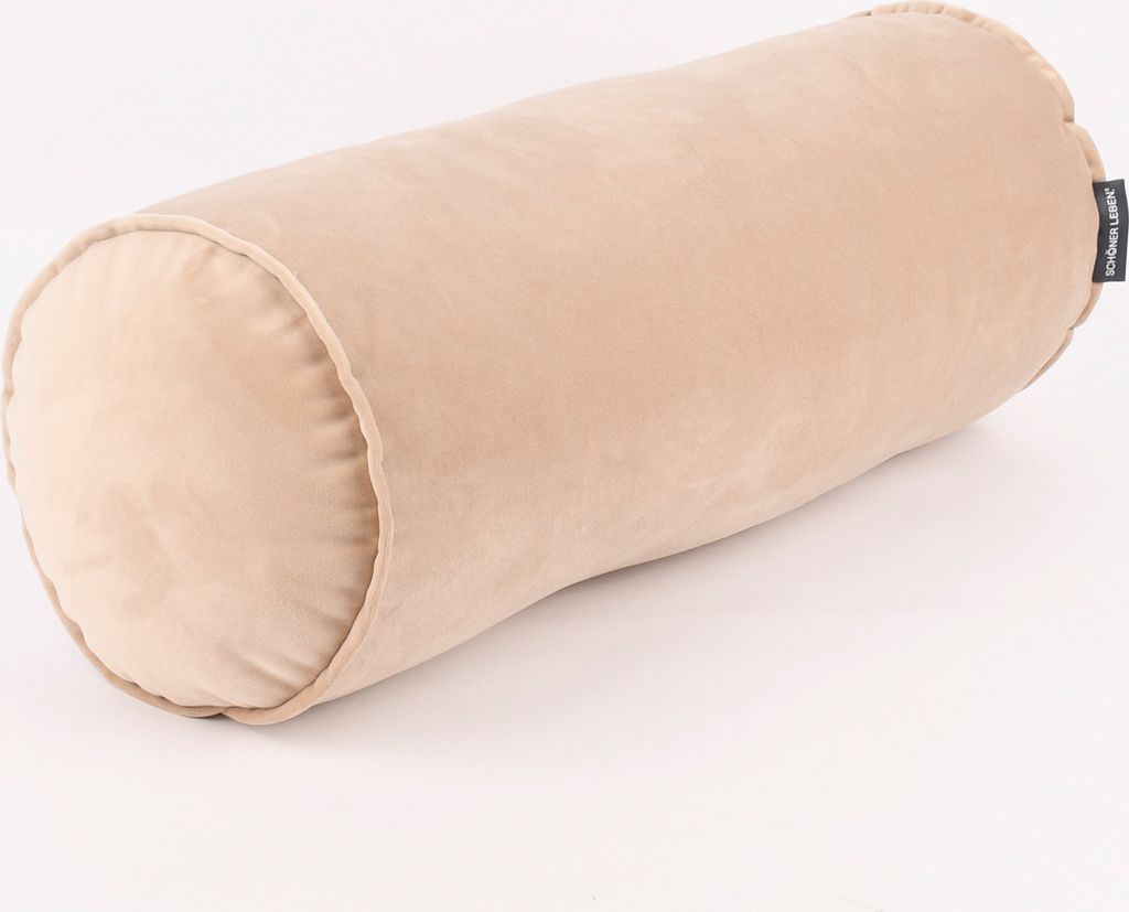 Nackenrolle Samt mit Kederumrandung beige 20x55cm von SCHÖNER LEBEN.
