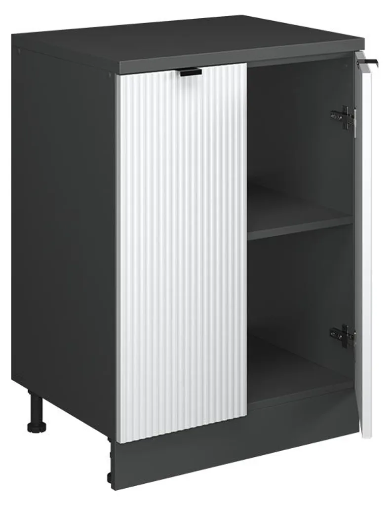 Meuble de Rangement Bas pour Combles et Sous-pente Blanc Cannelé 60cm - 4