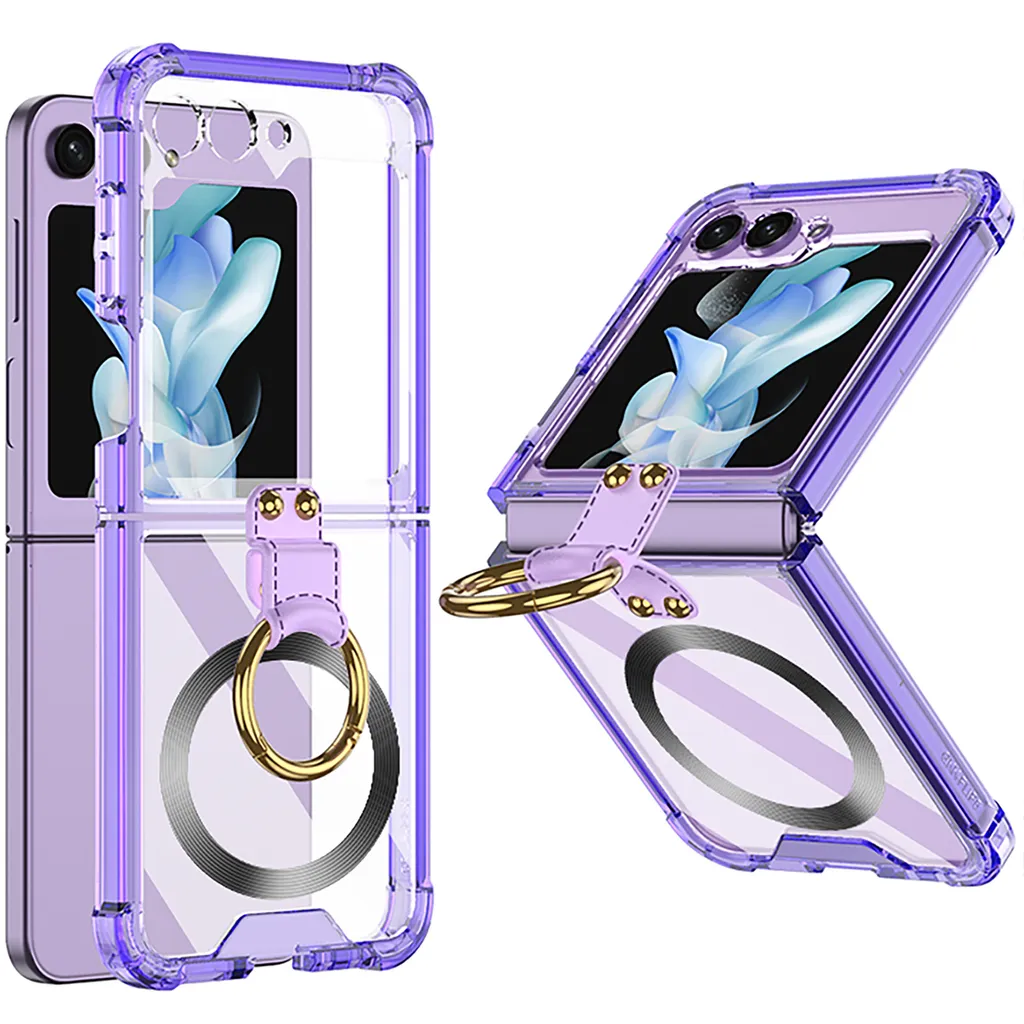 Custodia Samsung Z Flip 5 MagSafe Purple con Anello e Protezione Schermo