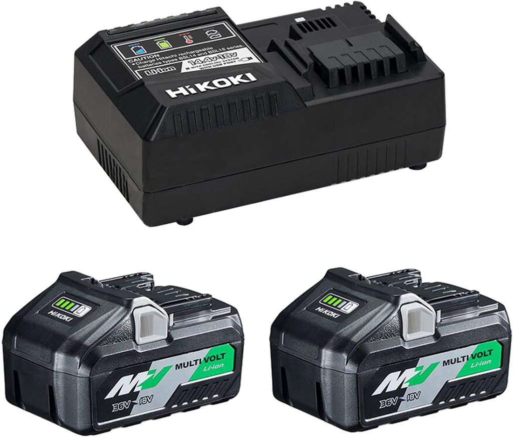 Hikoki 90405 2 Multivolt-Batterien 36 V/2,5 Ah, 18 V/5 Ah UC18YSL3 Ladegerät