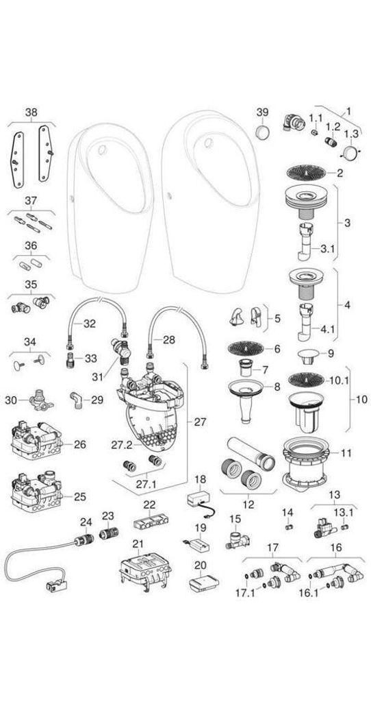 Geberit 116083001 Selva Urinal, mit integr. Strg.,Batt.
