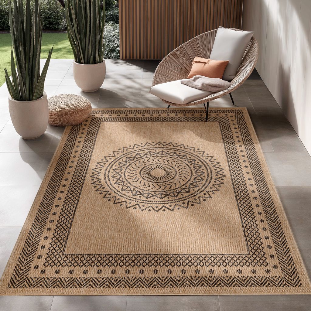 Outdoor Teppich Vintage Design Teppiche im Vintage-Stil Küche Balkon Terrasse Garten Picknick Größe: 120 cm x 170 cm , Farbe : Natur-4