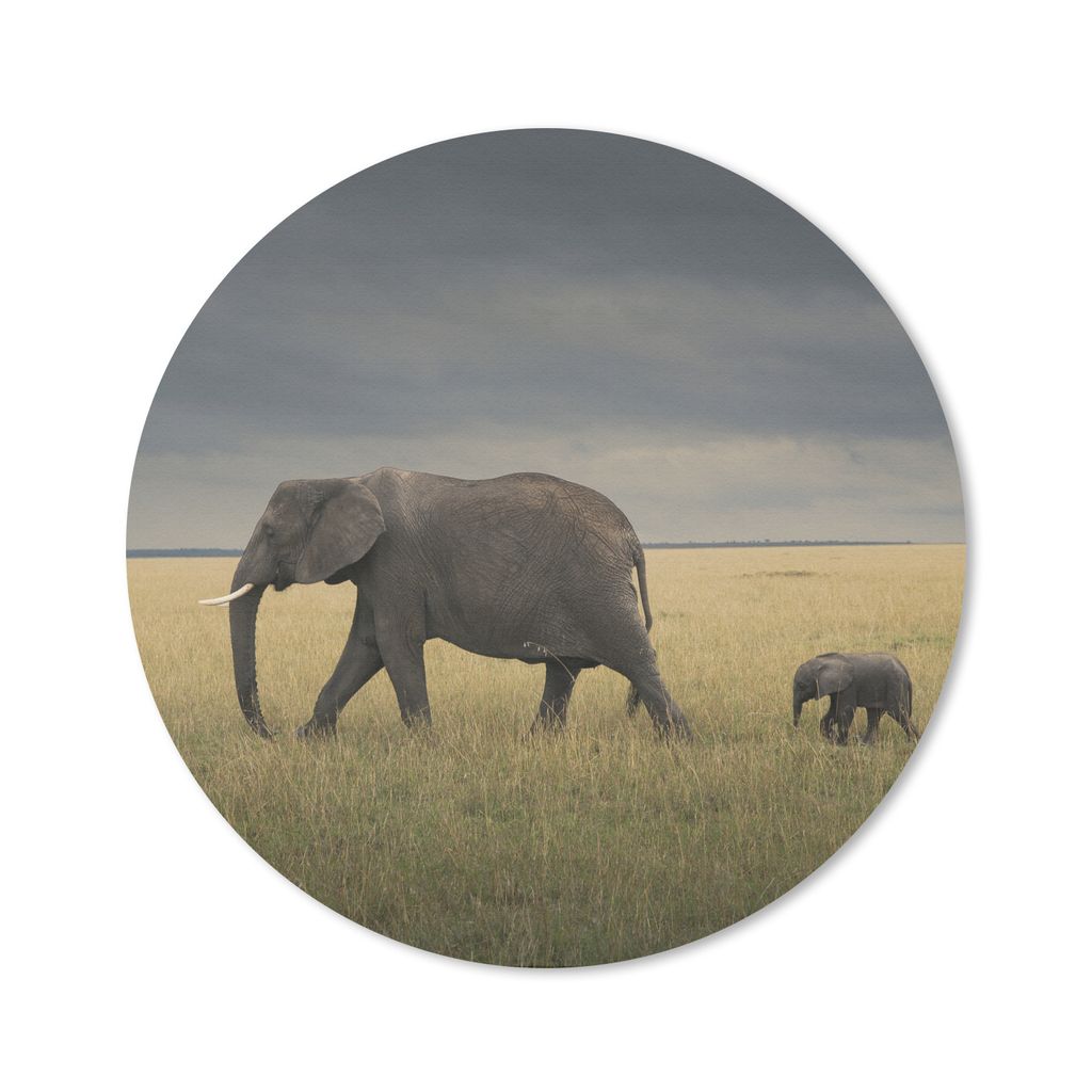 MuchoWow Mauspad Mousepad Elefant - Savanne - Tiere - Natur 30x30 cm - Mousepads - Maus Mat - Pad - Mausunterlage - Tischunterlage - Schreibtisch...