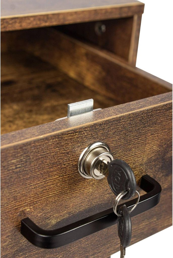 Abschließbarer, mobiler Schreibtischcontainer mit Schublade und Fach