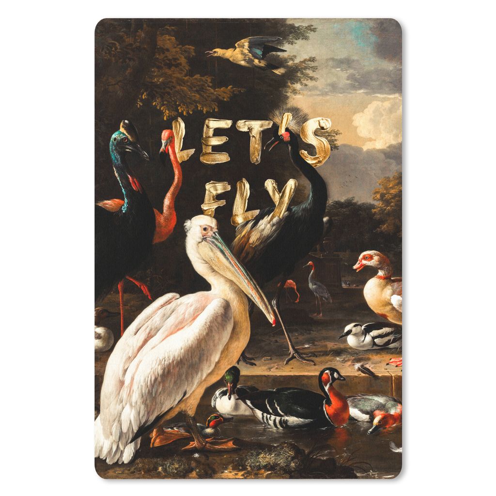 MuchoWow Mauspad Mousepad Ein Pelikan und andere Vögel in der Nähe eines Wasserbeckens - Melchior d'Hondecoeter 40x60 cm - Mousepads - Maus Mat...