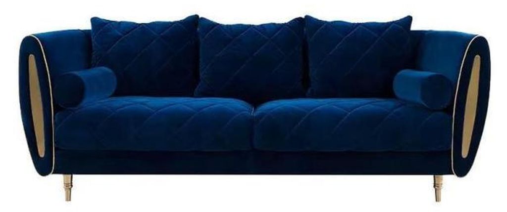 Design Blau 2 Sitzer Relax Sofas Sofa Textil Polster Couch Stoff Couchen