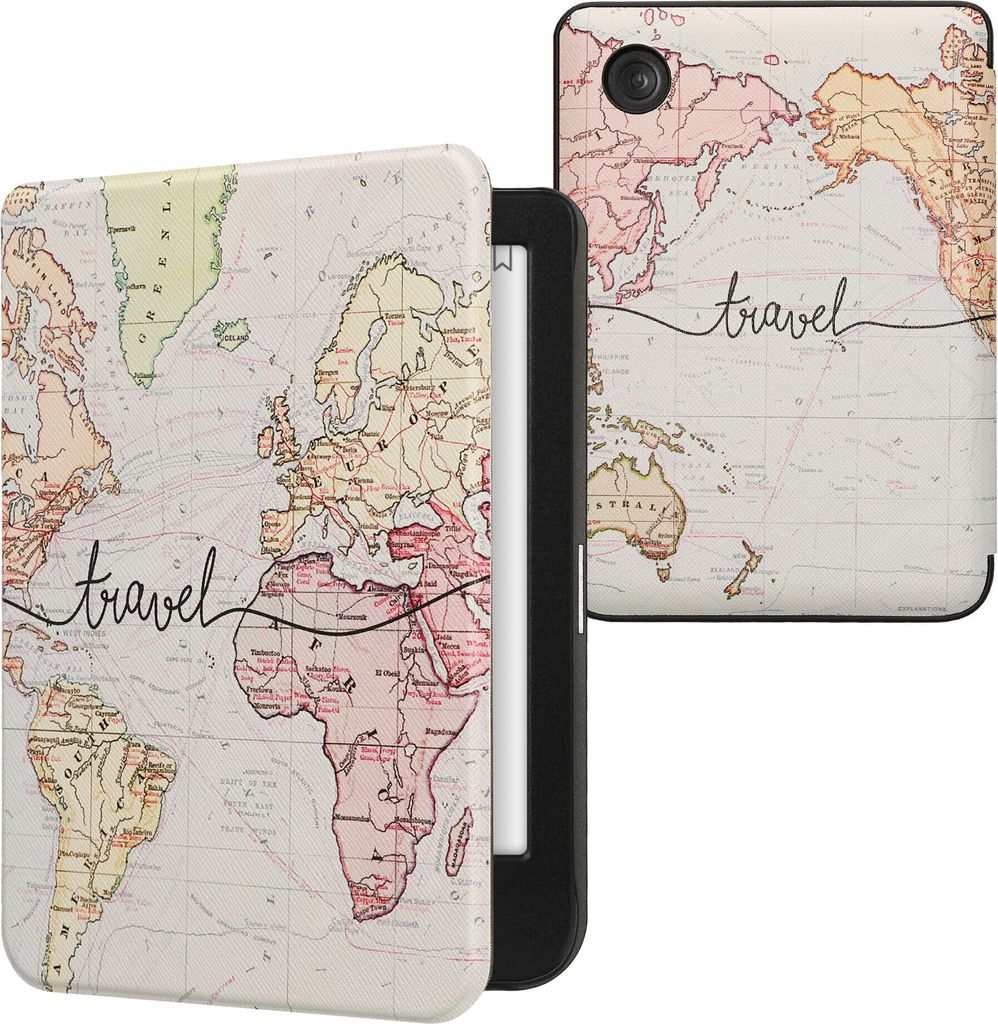 kwmobile Schutzhülle für Kobo Clara BW / Clara Colour / Tolino Shine (5) / Shine Color Hülle - eReader Flip Case mit Auto Sleep Funktion - Travel