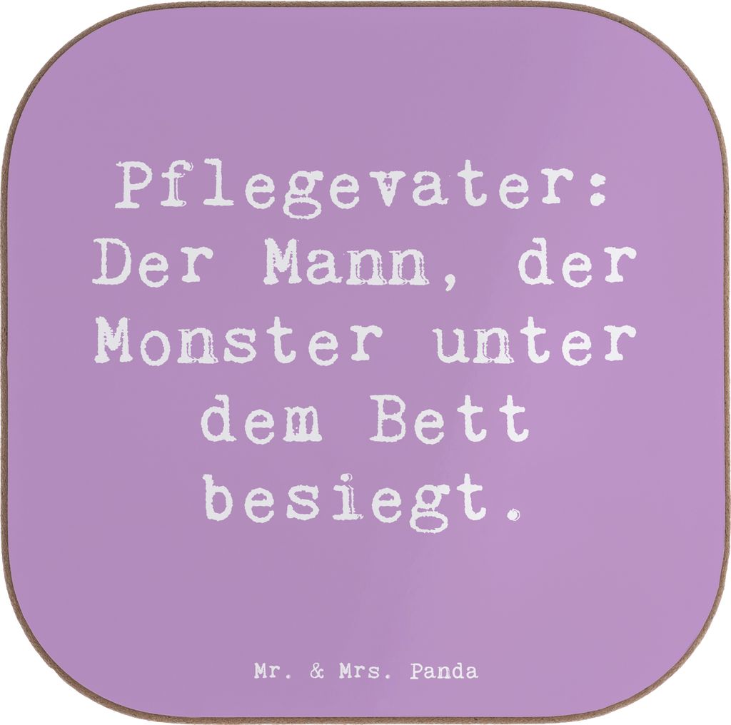 Mr. & Mrs. Panda Untersetzer für Gläser Spruch Pflegevater Held - Lavendeltraum - Geschenk, persönliche Erinnerungen, Quadratisch, Kinderängste...