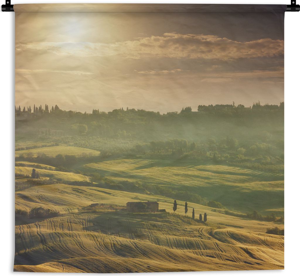 MuchoWow Wandteppich Wandbehang Toskana - Landschaft - Sonne 150x150 cm Tapisserie Dekoration Wandtuch - Wohnaccessoires - Modernes