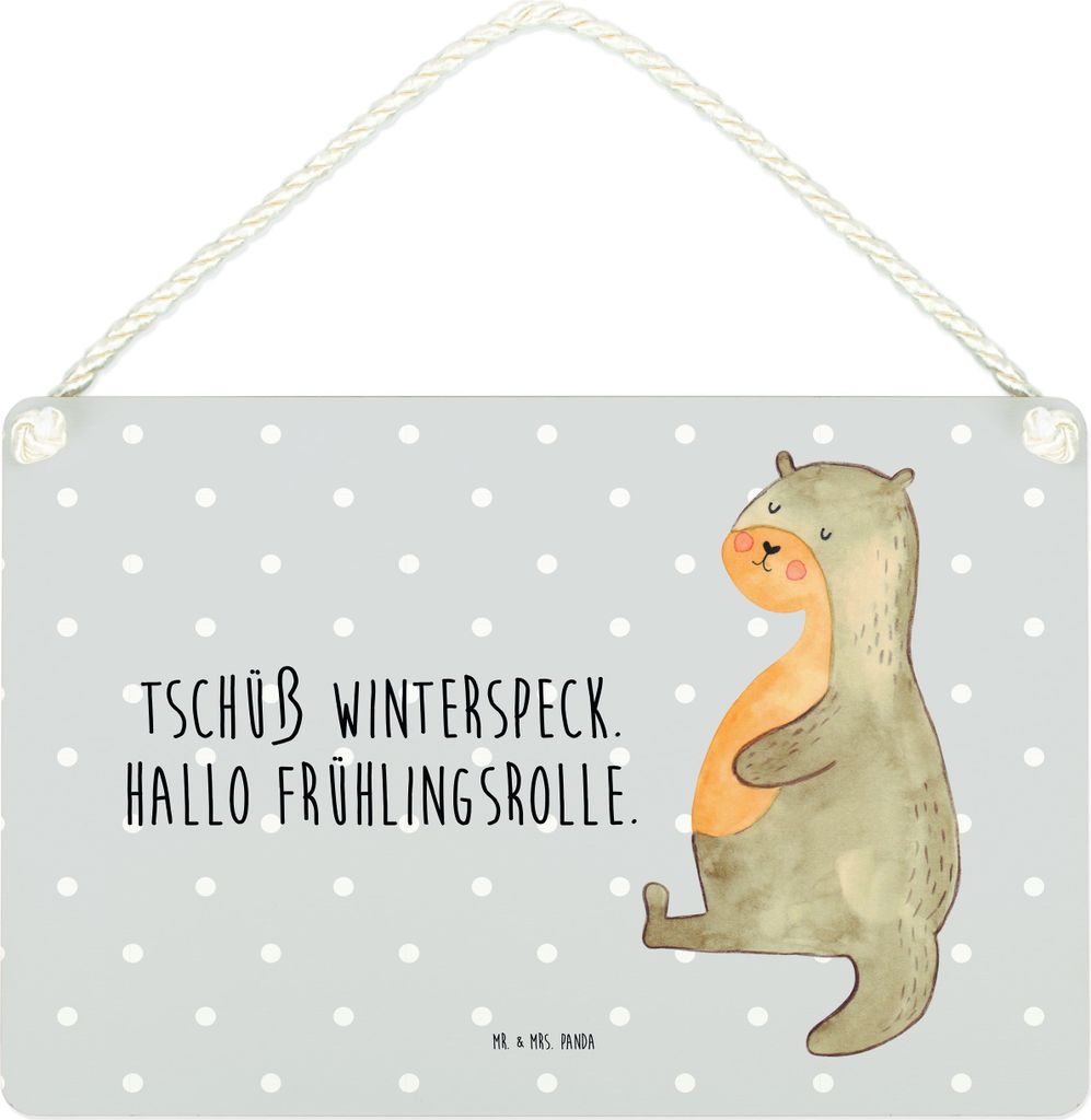 Mr. & Mrs. Panda wandhänger Otter Bauch DIN A4 - Grau Pastell - Geschenk, wandtafel, Wandbild Holz, Sportmuffel, Schild, Winterspeck, Holzschild, ...