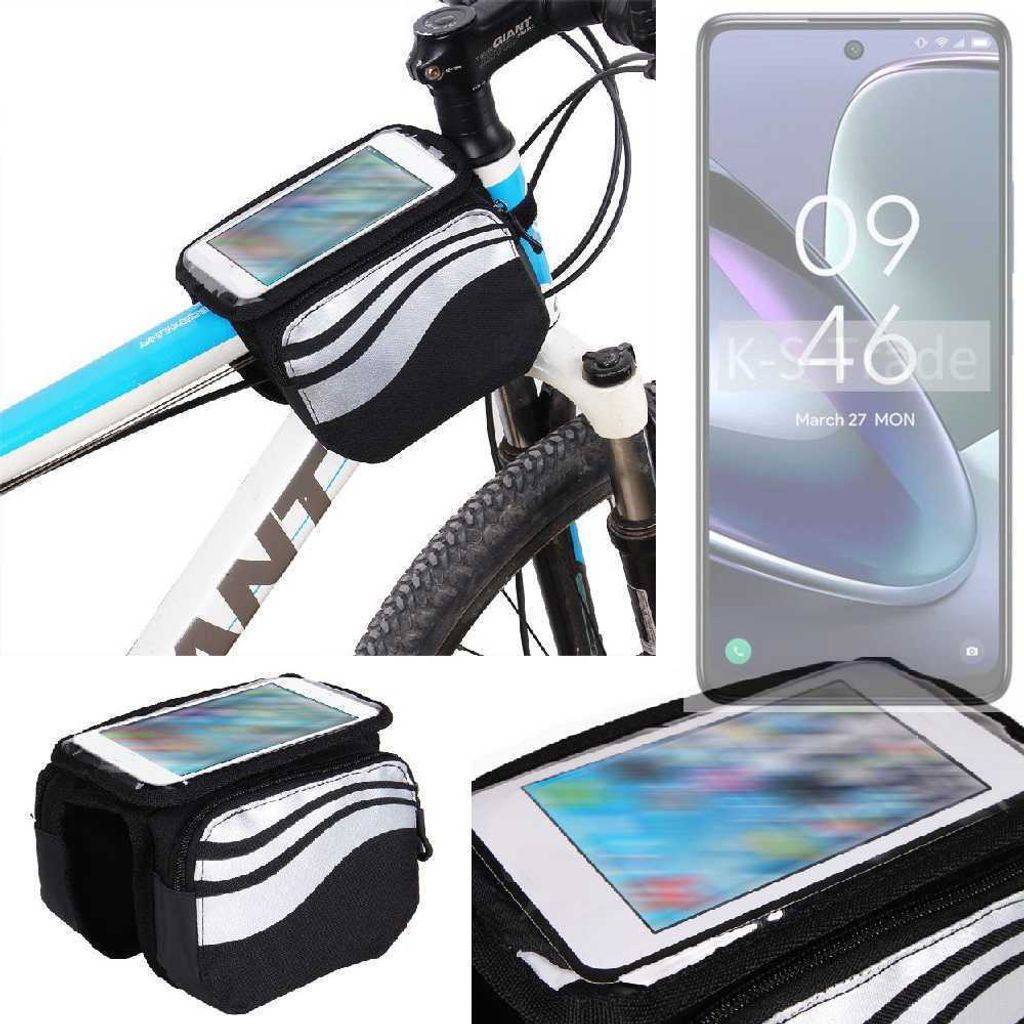 K-S-Trade Rahmentasche Fahrrad-Halterung kompatibel mit TCL 50 5G Rahmenhalterung Fahrrad Handyhalterung Fahrradtasche Handy Smartphone Halterung Bike