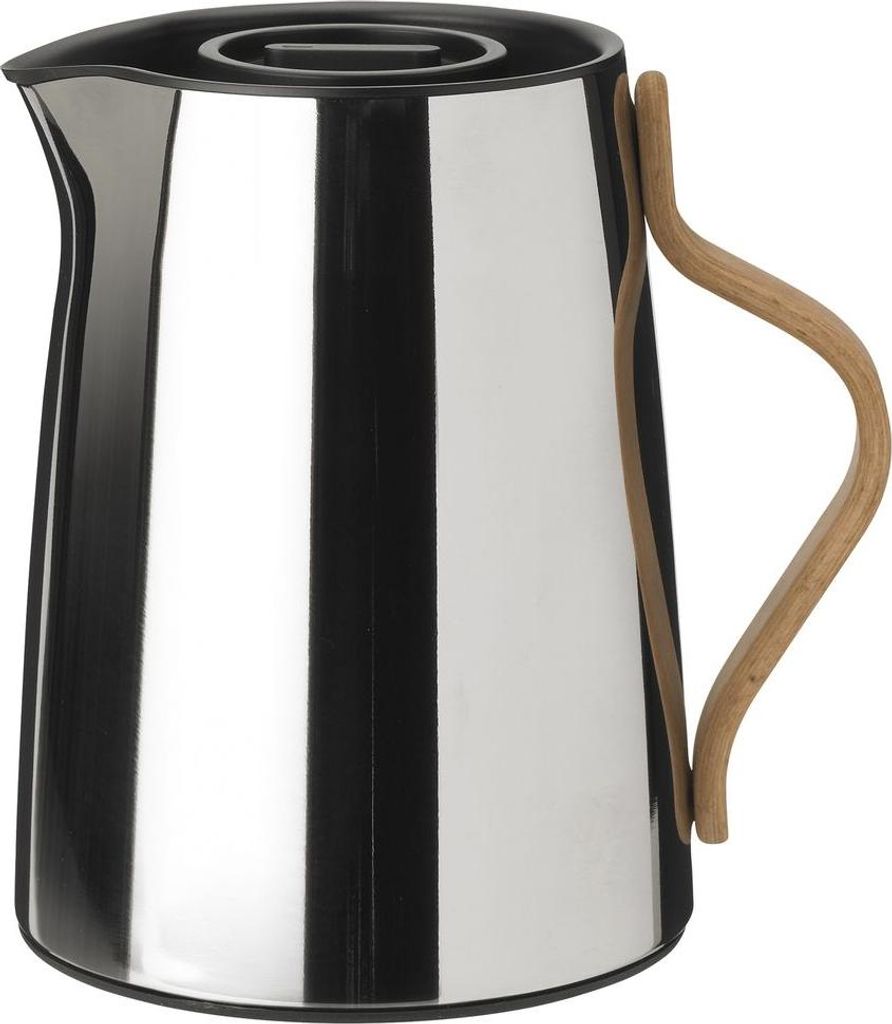 stelton Emma Teekanne Isolierkanne mit Buchengriff, steel