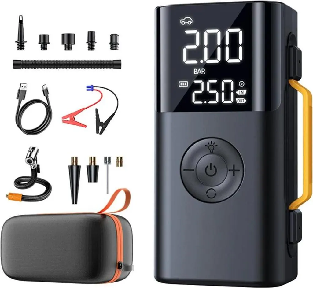 Avviatore Auto Portatile con Compressore 150 PSI - Kit Emergenza 6-in-1