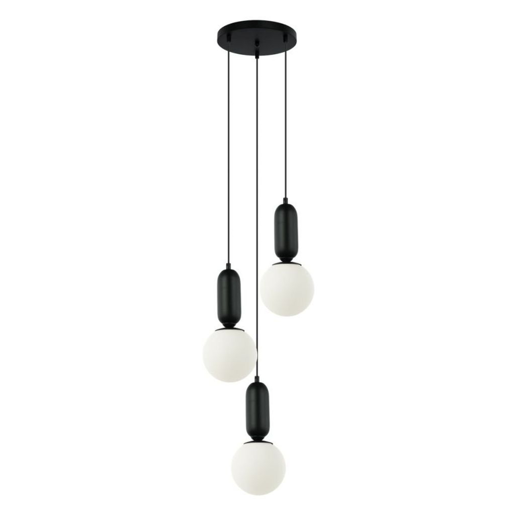 Lampa wisząca czarna szklane białe kule ALDEVA Italux Zdjęcie produktu 