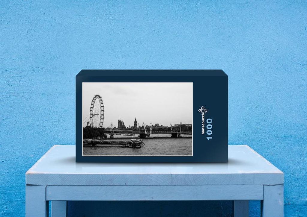 hansepuzzle 55302 - London Eye Puzzle, 1000 Teile, Hintergründe, 60,0 x 46,0cm mit hochwertiger Aufbewahrung, Kartonbox & Beutel