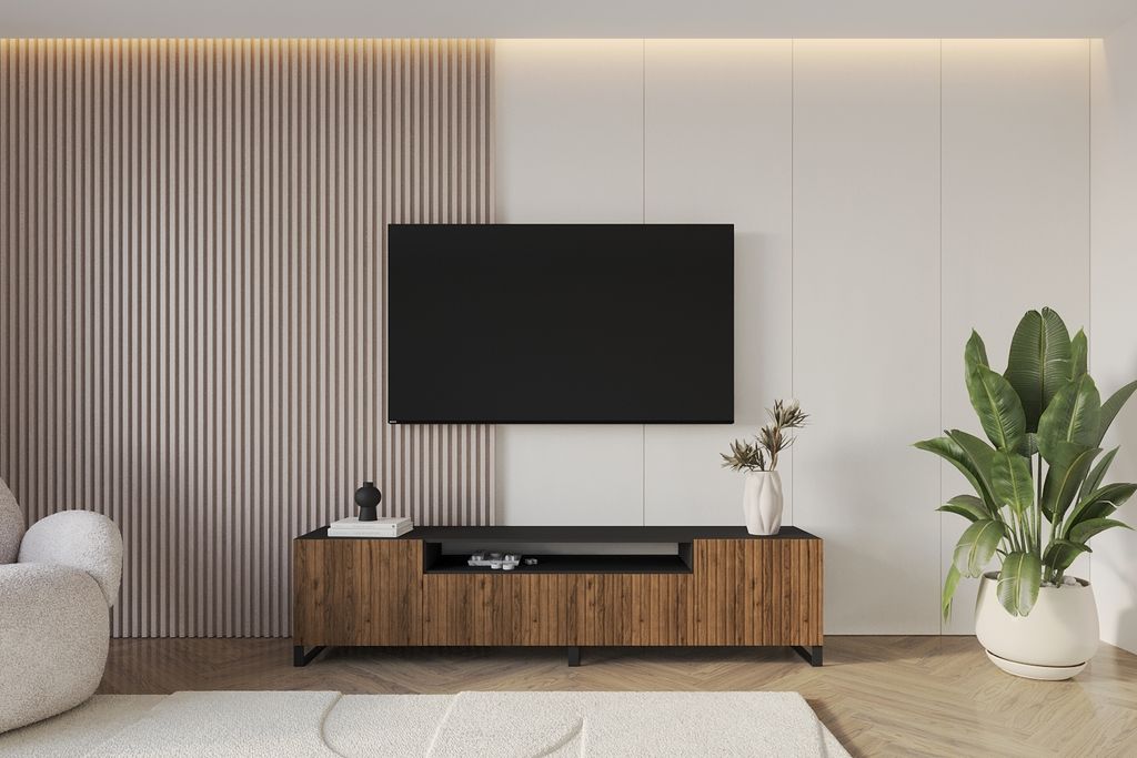 ALTDECOR TV-Schrank KITO-S mit Gefrästen Fronten 200x53x41 Lowboard, TV Möbel, TV Cabinet, Fernsehtisch, Fernseher Schrank, TV Kommode, TV Tisch,...
