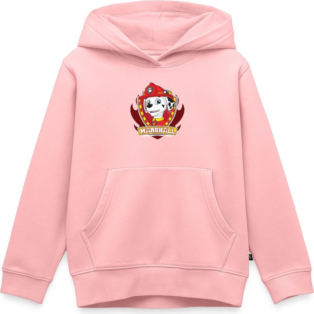 Spreadshirt Paw Patrol Marshall Feuerwehrhund Feuerwehr Emblem Kinder Premium Hoodie, 122/128 (6 Jahre), Rosa