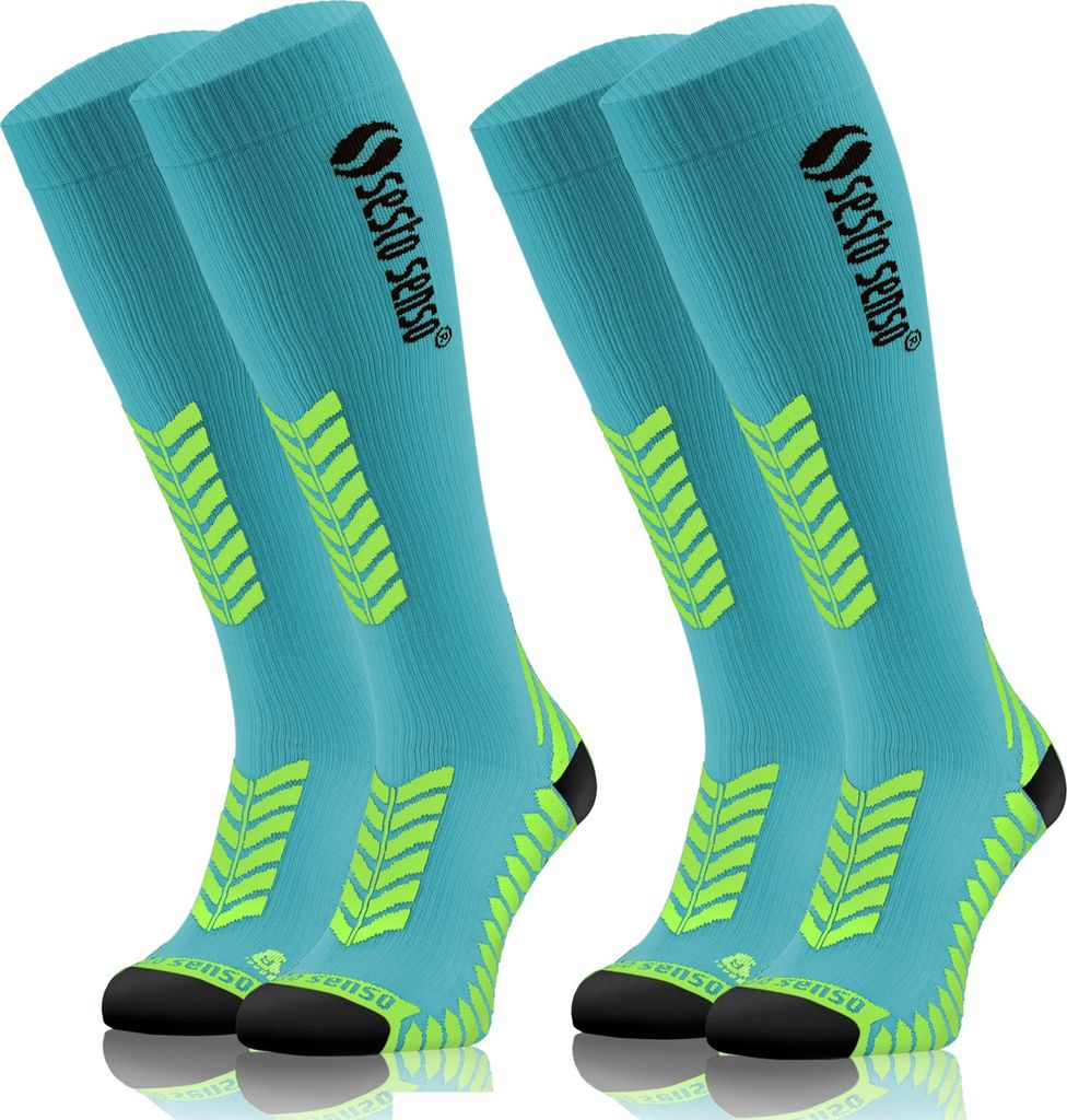 Sesto Senso Kompressions-Kniestrümpfe Laufen – 2er Pack | Blutzirkulation, Stabilität, Regeneration | Anatomisch, nahtlos | Größe 35–46