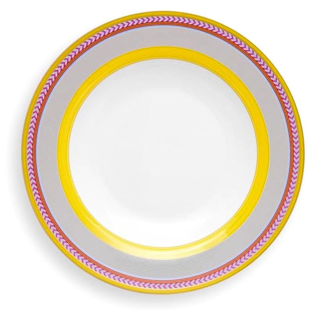 Suppenteller in Gelb mit 23,5 cm Durchmesser, gefertigt aus Bone China Porzellan