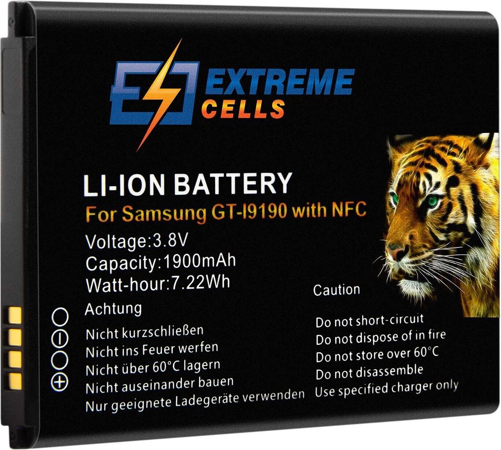 Extremecells Akku passend für Samsung Galaxy S4 mini GT-i9190 i9195 mit NFC Antenne