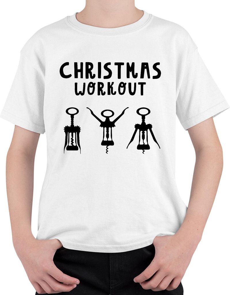 Christmas Workout Flaschenöffner Wein Winzer - Weihnachten Weihnachtsgeschenk Christmas Uni Kinder T-Shirt, Weiß, 152