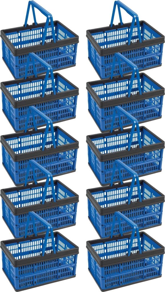 Novaliv Klappbox Blau 10er Set - 16L Faltkorb mit Henkeln - Produktbild 