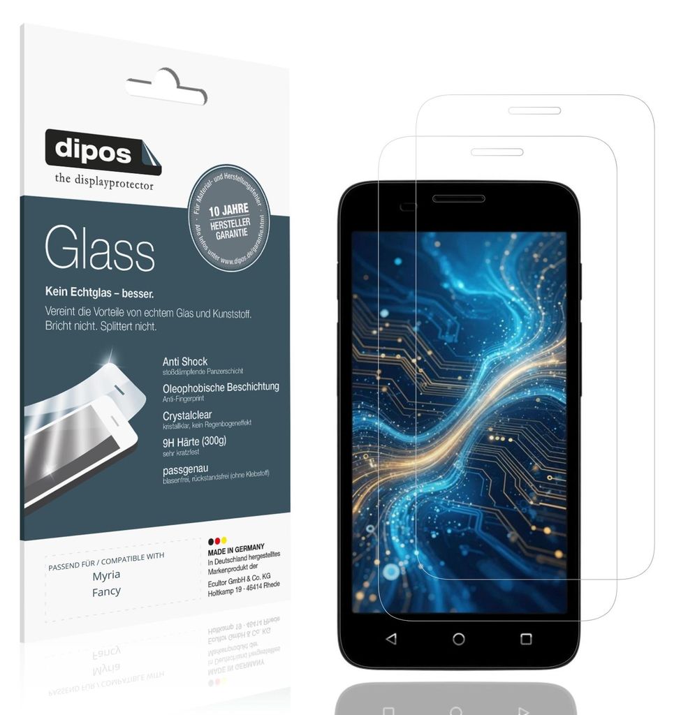 2x Schutzfolie für Myria Fancy - Anti-Shock 9H Folie dipos Glass Kunststoffglas
