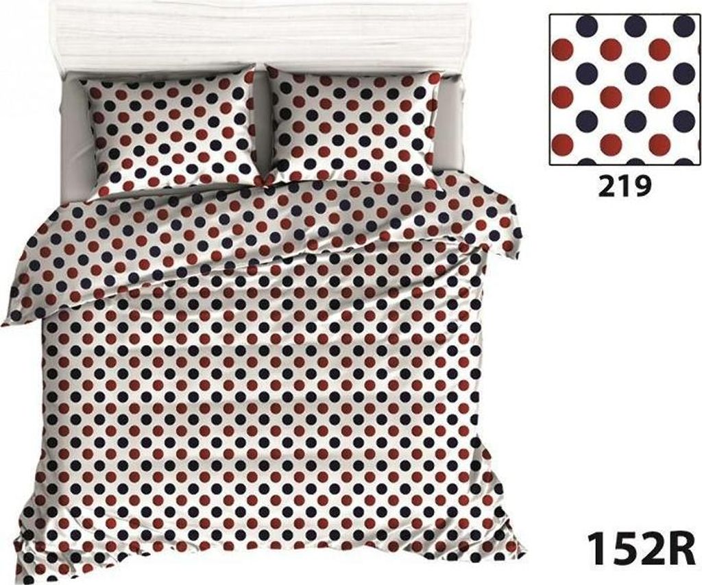 Bettwäsche Set 140x200 Rot Blau Gepunktet Baumwolle