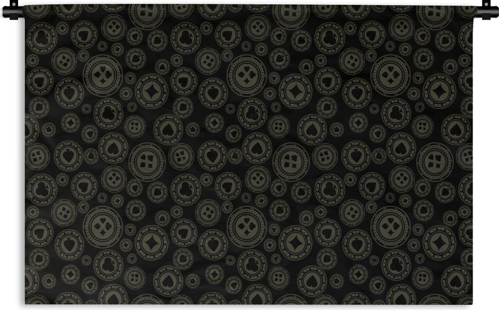 MuchoWow Wandteppich Wandbehang Kasino - Poker - Chips - Muster 150x100 cm Tapisserie Dekoration Wandtuch - Waschbar - Tapisserien - Wand-Decke