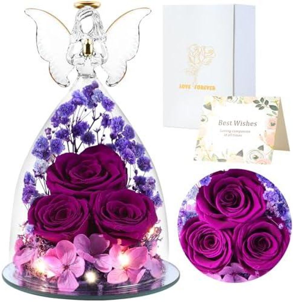 Ewige Rose Engel Geschenke für Frauen, Engel Figur Geschenk Valentinstag für Sie, Muttertagsgeschenke für Mama, Geburtstagsgeschenk Valentinstag...