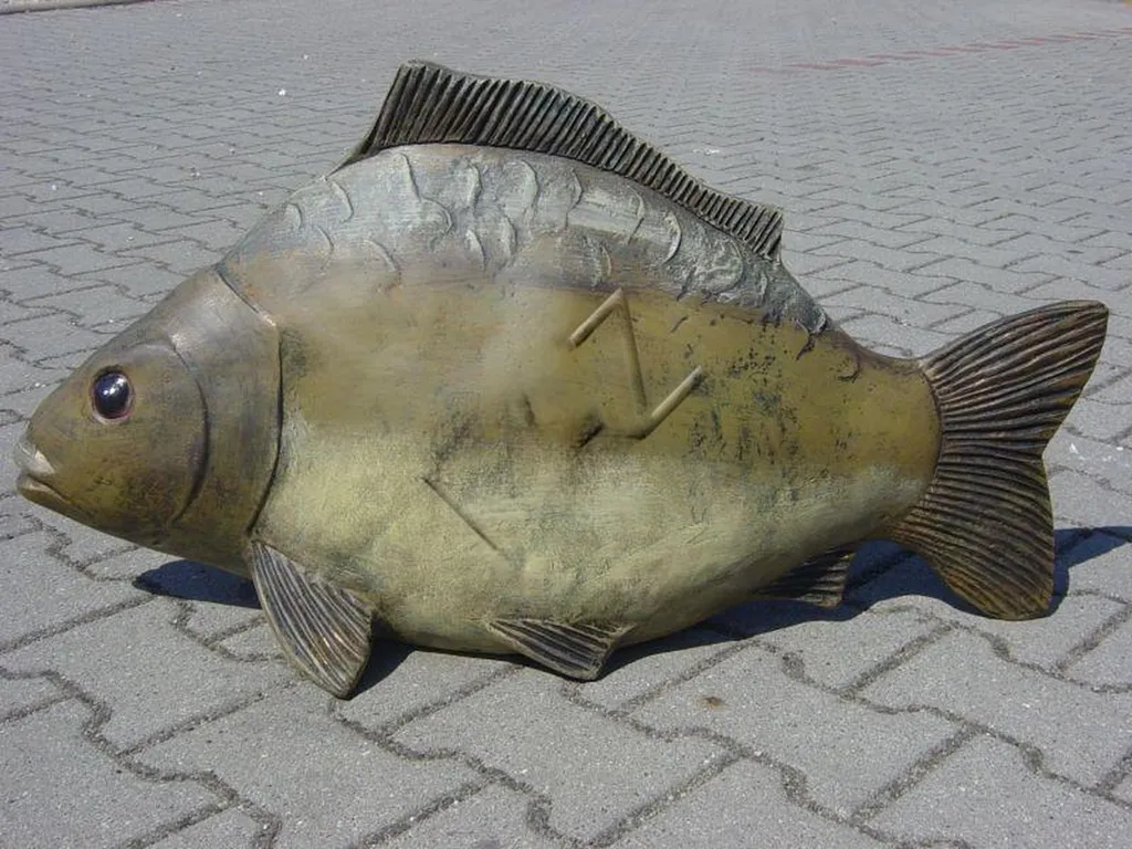 Statue Poisson de Jardin 87cm Figurine Sculpture Décorative Extérieur