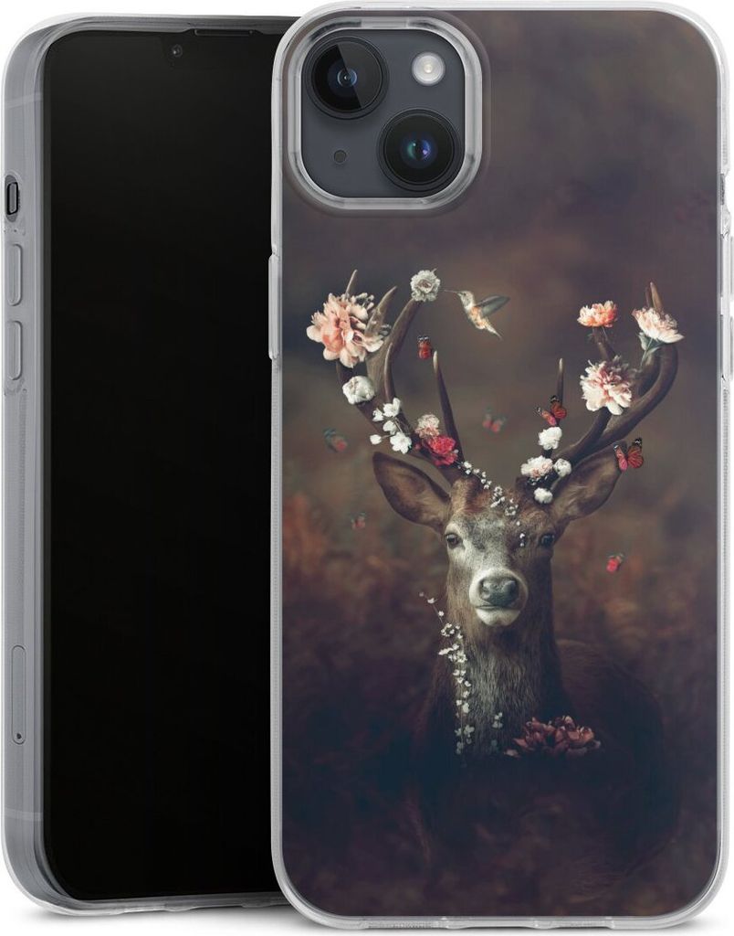 DeinDesign Handyhülle für Apple iPhone 14 Plus Silikon Hülle Case Smartphone Schutzhülle Blumen Rehe Rentier