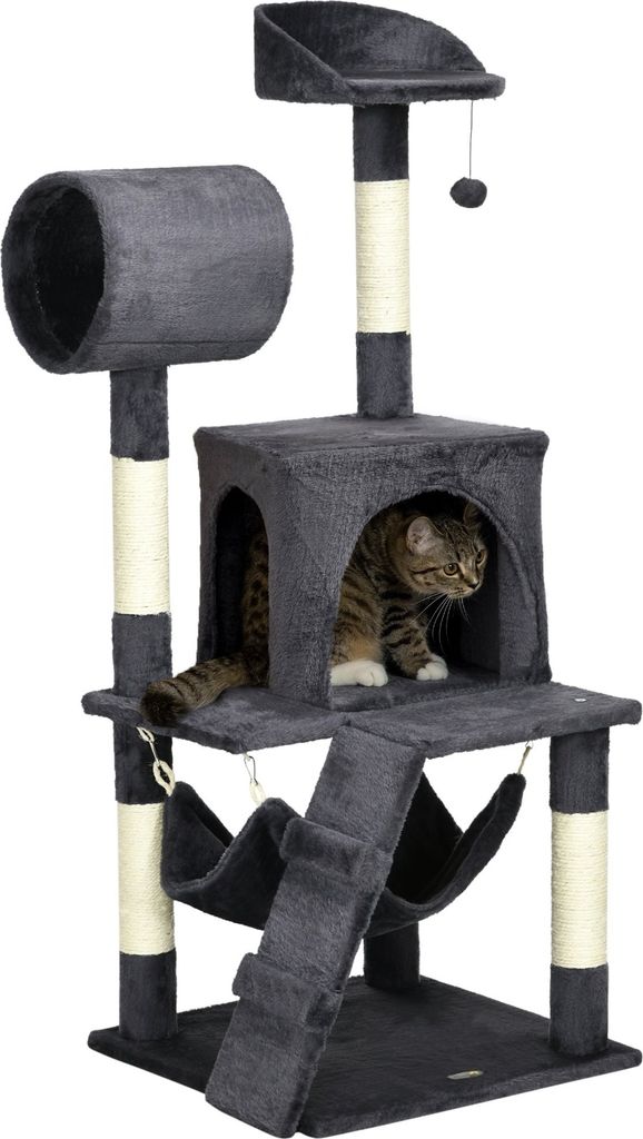 PawHut Kratzbaum, 125 cm, Katzenbaum mit Hängematte, Produktbild 1