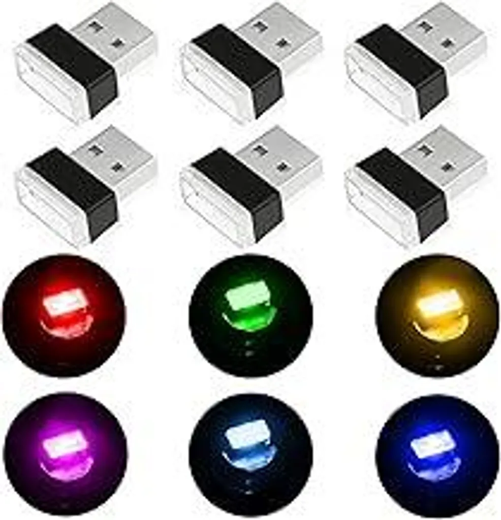 Luci Notturne USB URAQT per Auto e Casa - Kit 6 LED Sicurezza