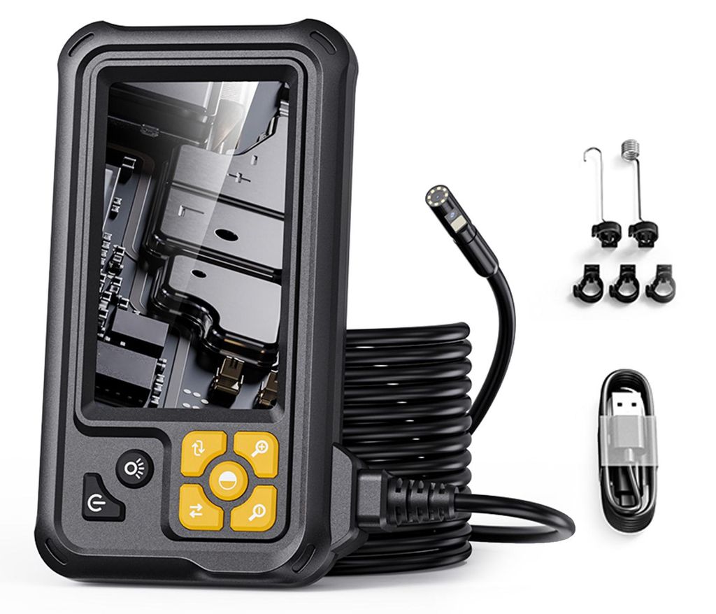 Industrielles Endoskop mit Licht, 8 mm Doppelobjektiv, 1080P HD-Endoskopkamera, 4,3 Zoll LCD, IP67 wasserdicht, für die Inspektion von Abwasserroh...