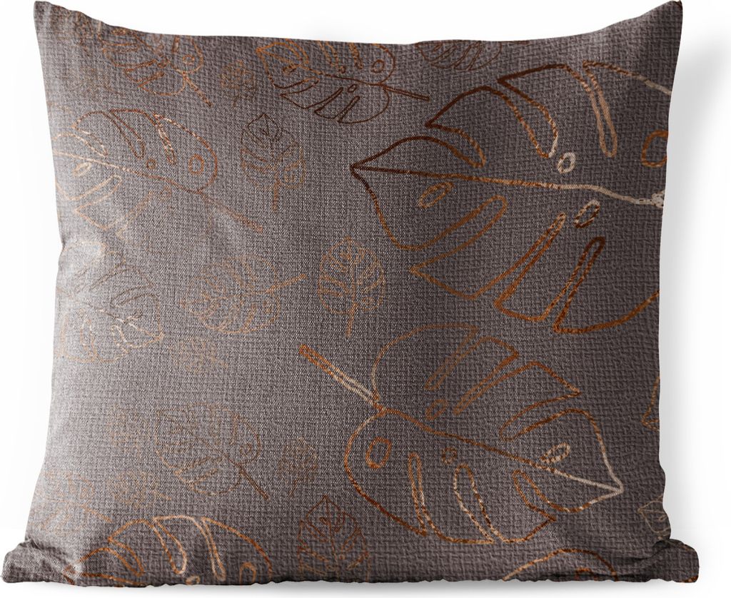 MuchoWow Outdoor Kissen - Muster - Luxus - Laub - Grau - 50x50 cm - Wetterfest - Lounge Kissen - Komfortabel - Kissen mit Bild