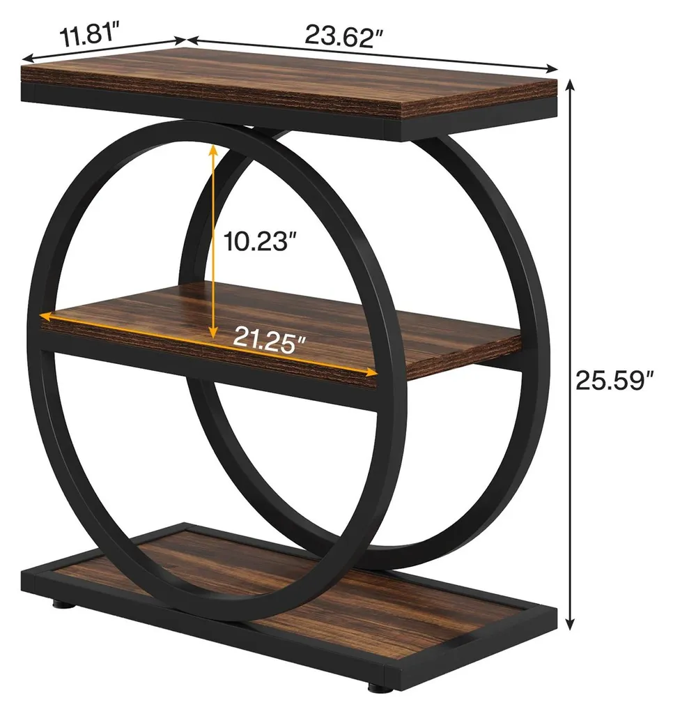 Table d'appoint pour canapé petit espace 30 cm large style industriel