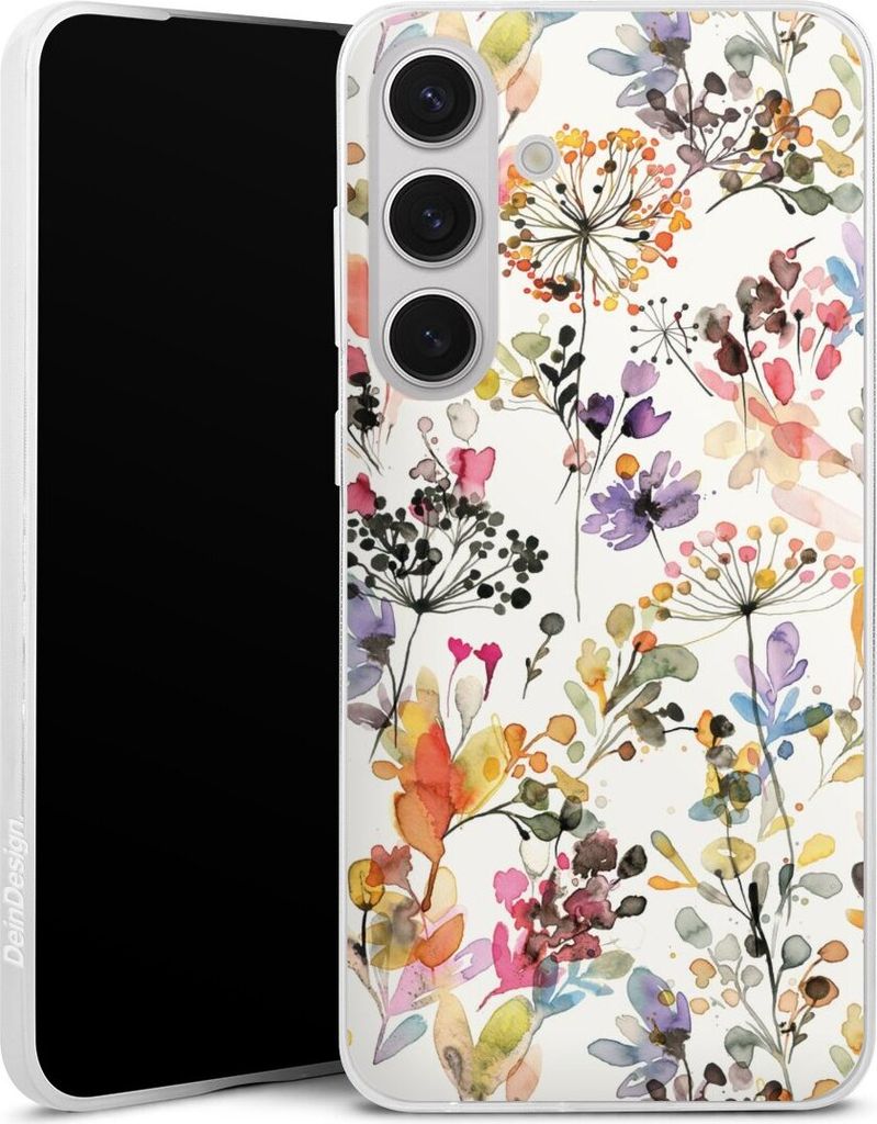 DeinDesign Slim Hülle für Samsung Galaxy S25+ Silikon Case Ultra Dünn Handyhülle Blume Muster Pastell