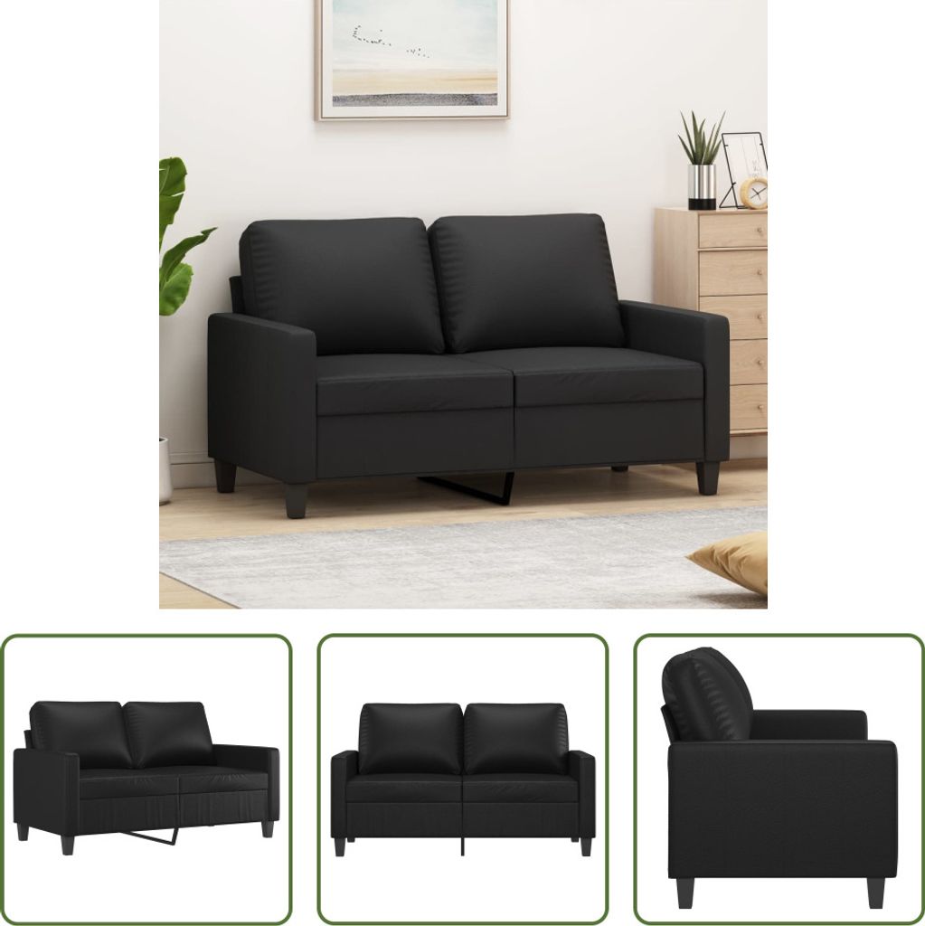 The Living Store 2-Sitzer-Sofa Schwarz 120 cm Kunstleder