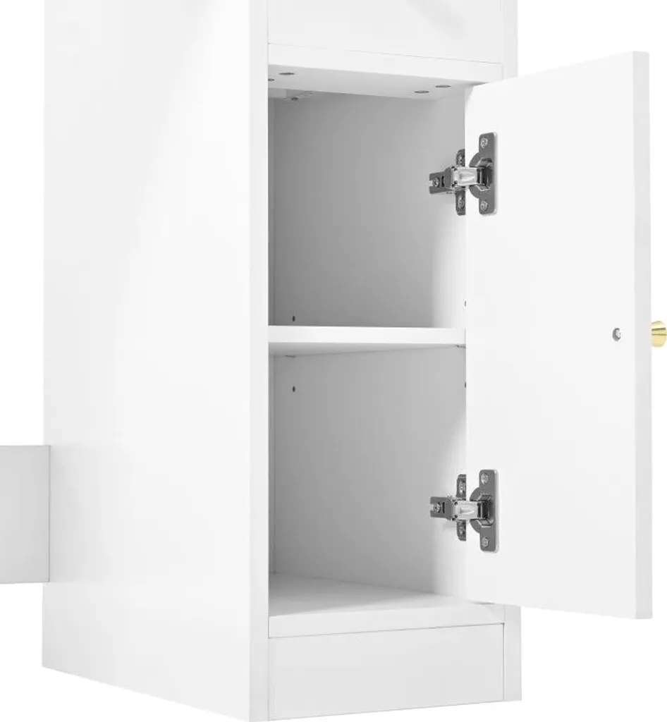 Grande coiffeuse avec éclairage LED réglable et prises, blanche - Modèle XL - 10